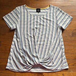 Anthropologie W5 Blue and White Striped Short Sleeve Top